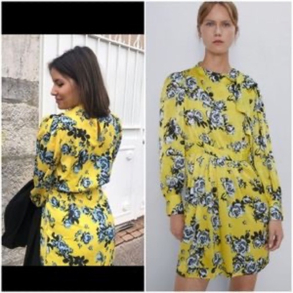 Zara Floral Print Dress With Bow Tie Satin Size M & L 🦋 Bloggers Favorite 🦋 - Picture 11 of 15